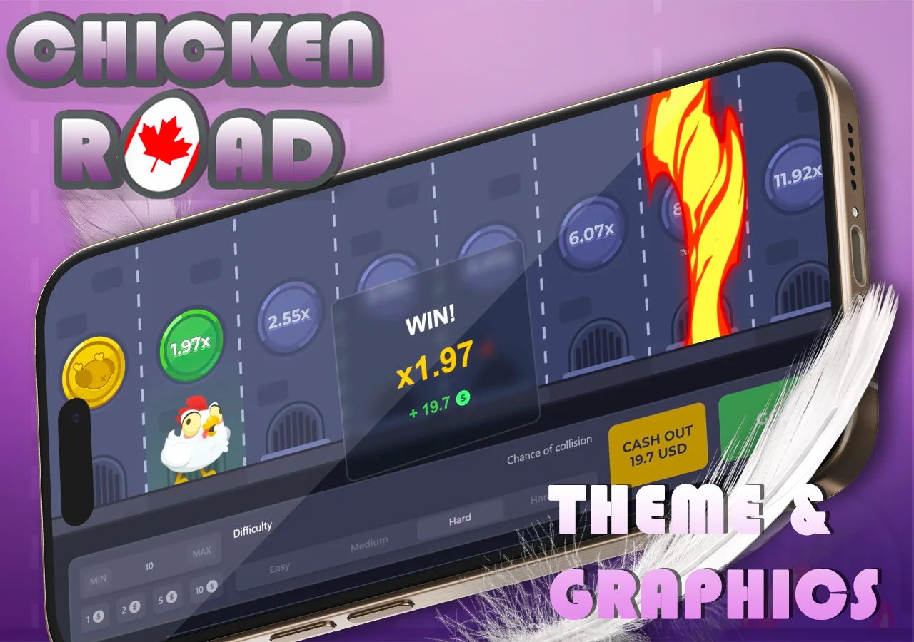 The chicken looks rather cartoonish, with its tongue hanging out, suggesting reckless bravery.